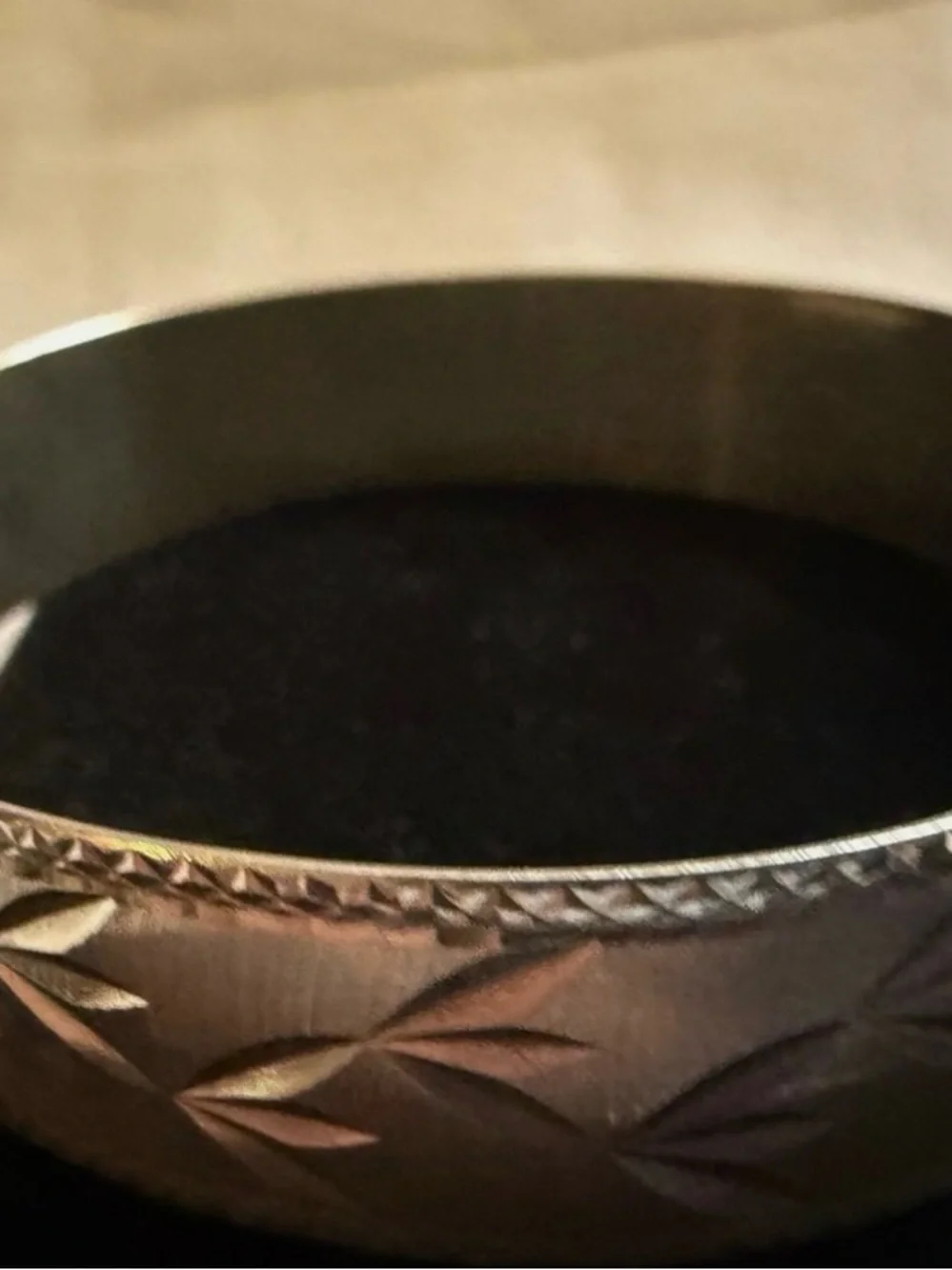 Sterling Silver-CFM Smiths Engraved Bangle Bracelet -Elegant Floral Leaf Pattern